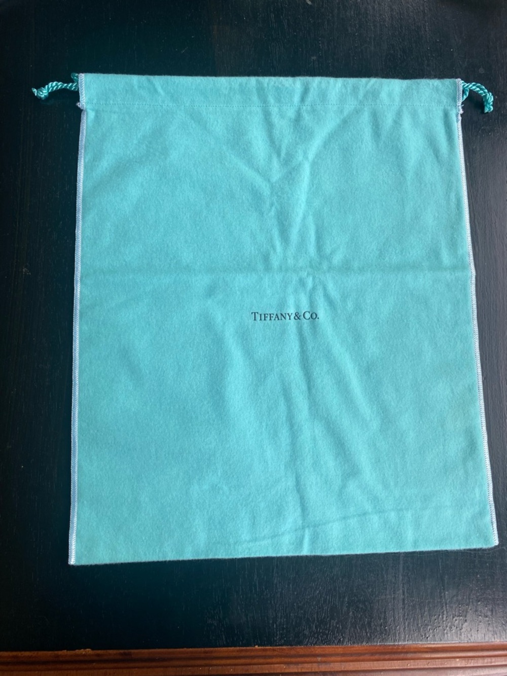 New, Tiffany & Co. Drawstring Pouch in Iconic Blue.